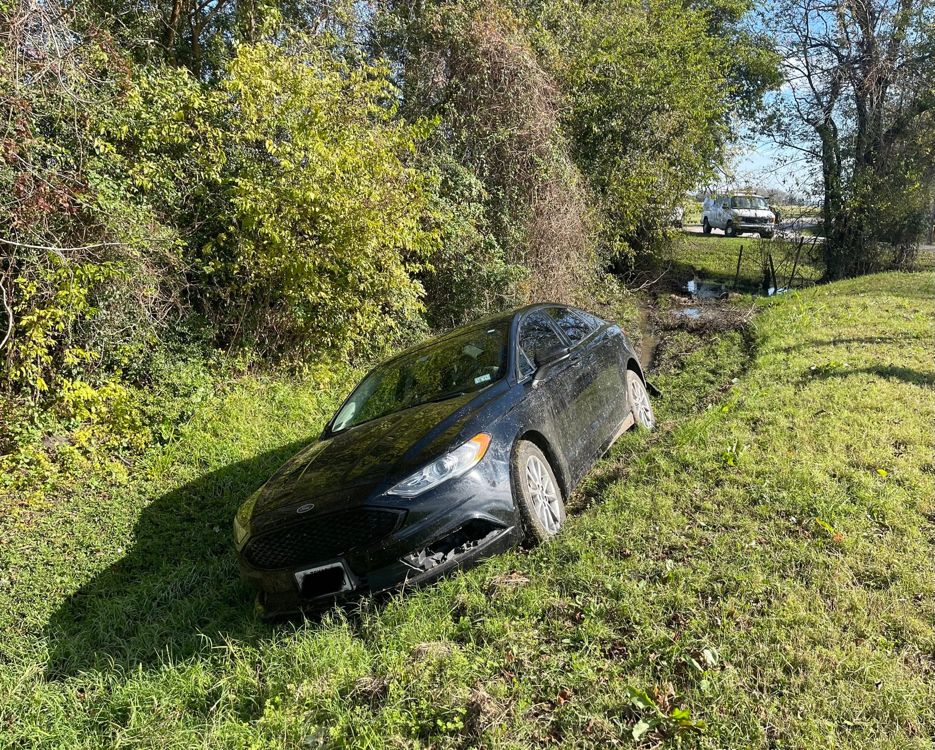 Smith Towing vehicle recovery in a residential ditch near Atascocita, TX